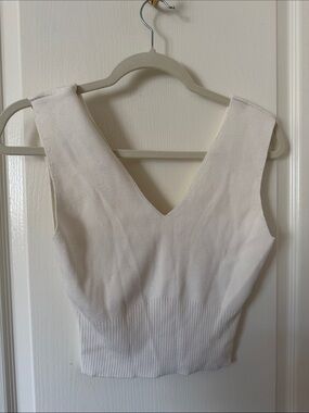Oak and Fort oversized Ivory V-Neck Knit Crop Top